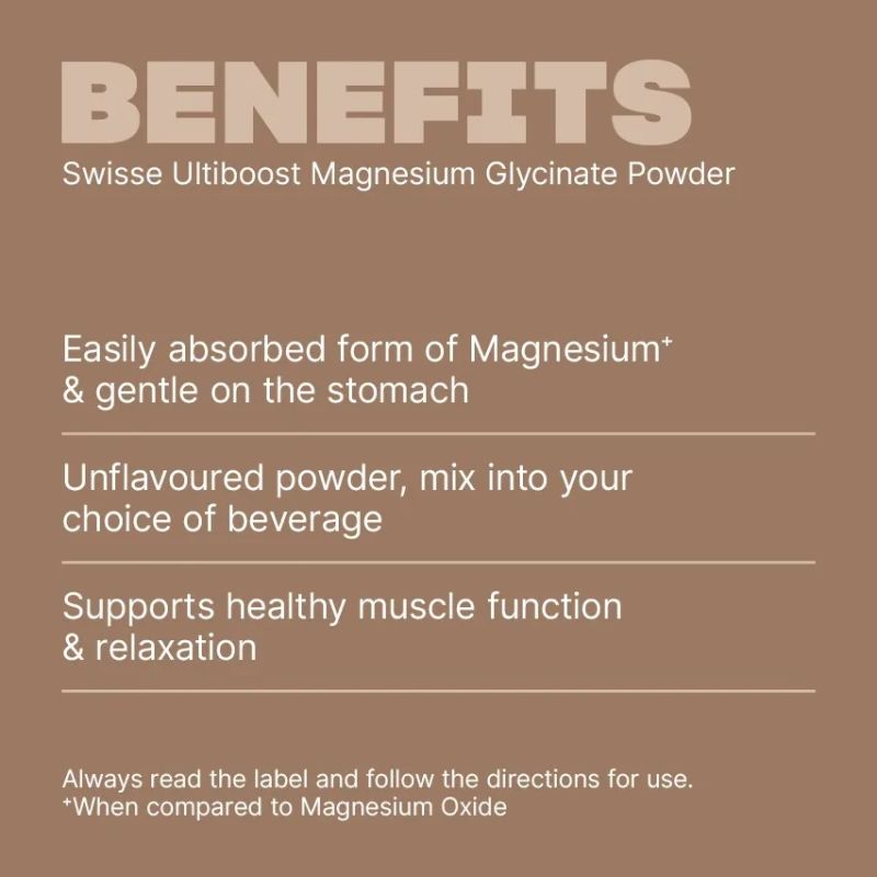 Swisse Ultiboost Magnesium Glycinate Powder Unflavoured 140g