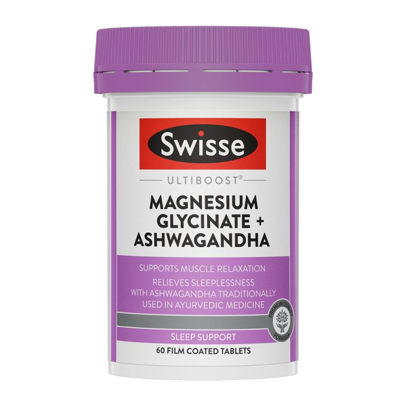 Swisse Ultiboost Magnesium Glycinate + Ashwagandha 60 Tablets