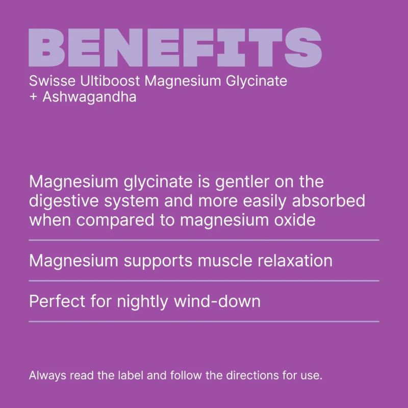 Swisse Ultiboost Magnesium Glycinate + Ashwagandha 60 Tablets