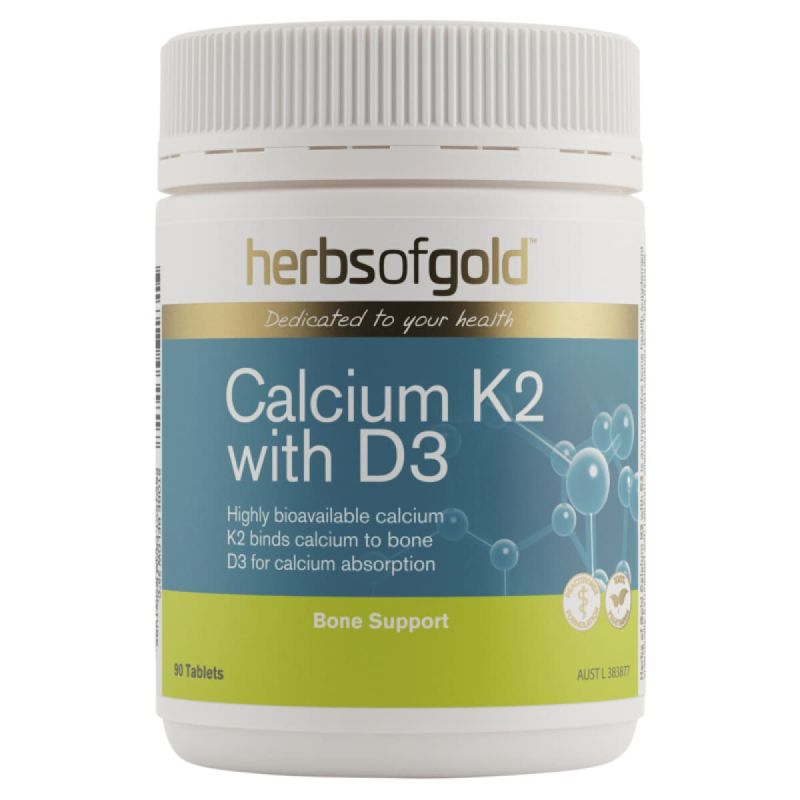 Herbs of Gold Calcium K2 with D3 90 Tablets