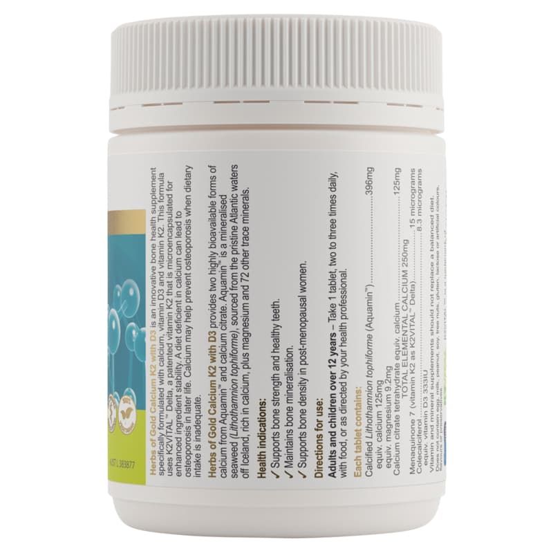 Herbs of Gold Calcium K2 with D3 90 Tablets
