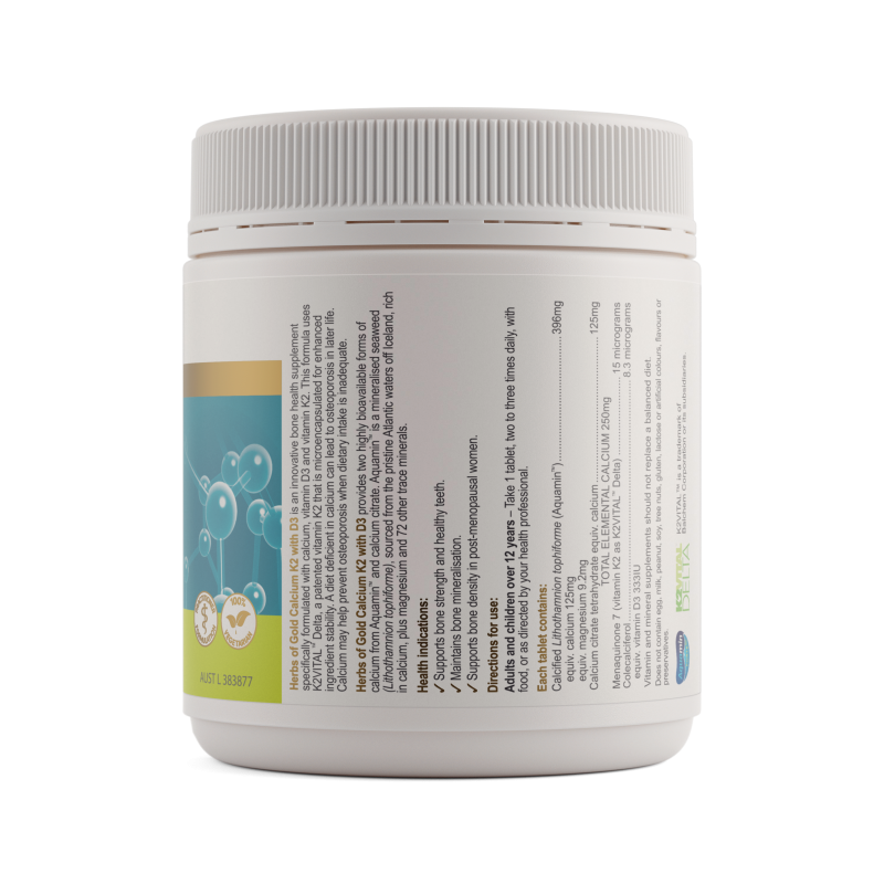 Herbs of Gold Calcium K2 with D3 180 Tablets