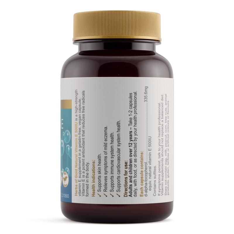 Herbs of Gold Natural Vitamin E 500IU 50 Capsules