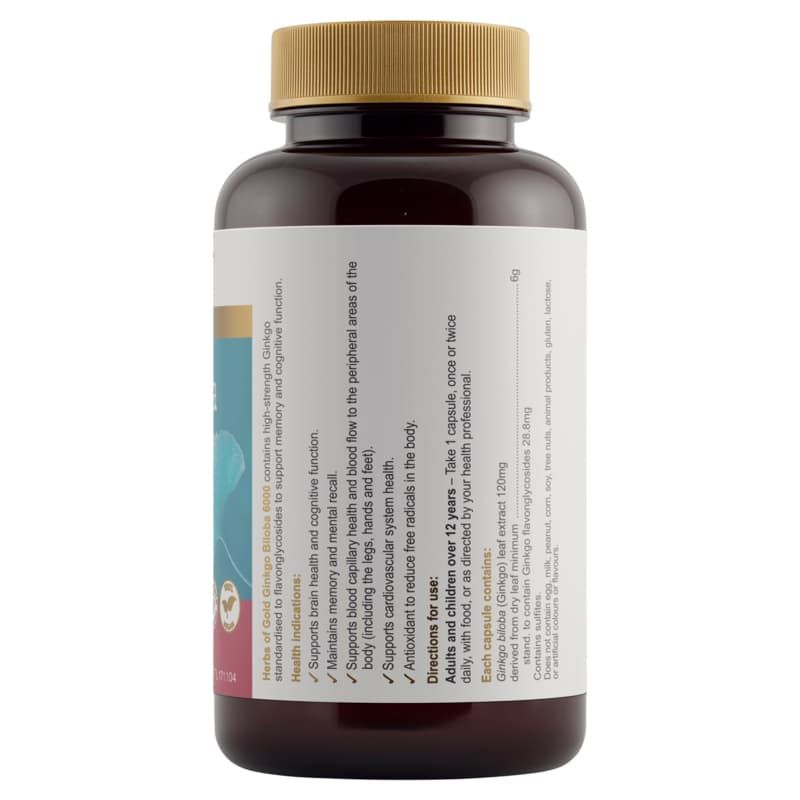 Herbs of Gold Ginkgo Biloba 6000 120 Capsules