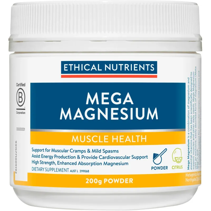 Ethical Nutrients Mega Magnesium Muscle Health Citrus 200g