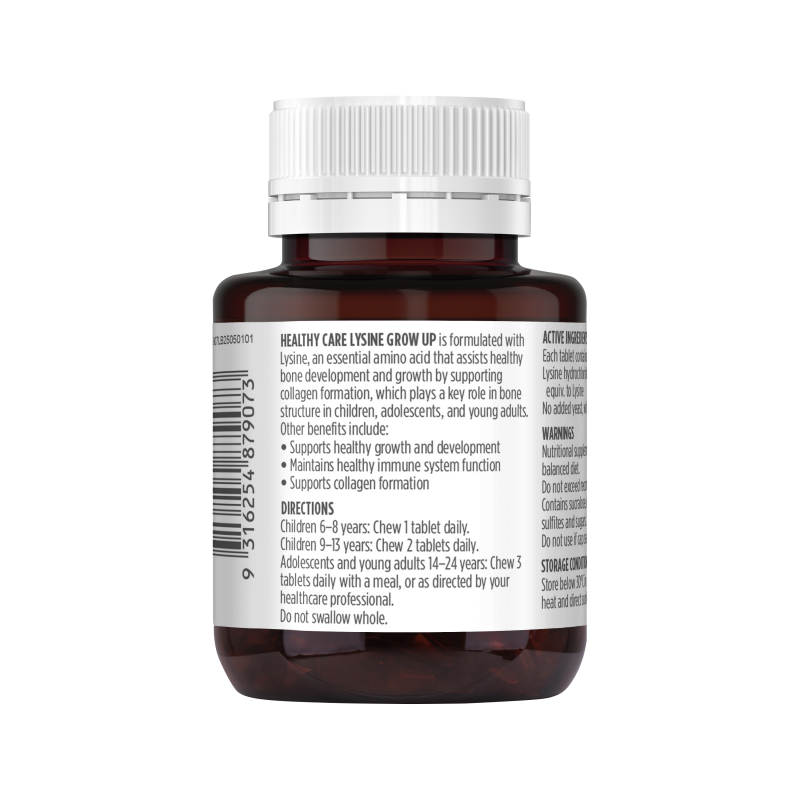 Healthy Care Plus Lysine Grow Up 60 Chewable Tablets