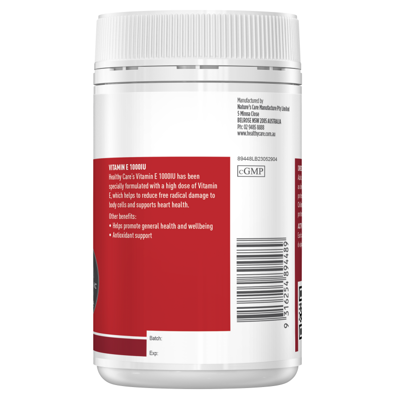 Healthy Care Soy Lecithin + Vitamin E 120 Capsules