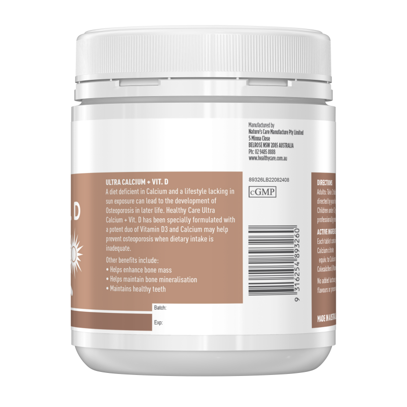 Healthy Care Calcium + Vitamin D 400 Tablets