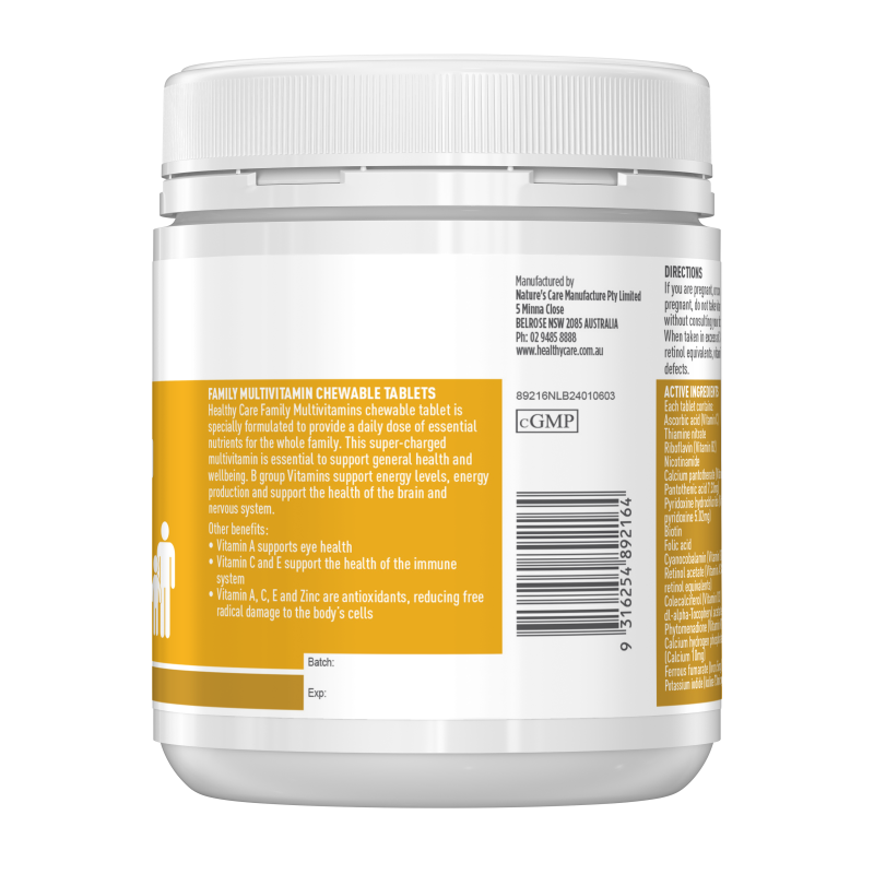 Healthy Care Family Multivitamin Berry Flavour 200 Chewable Tablets