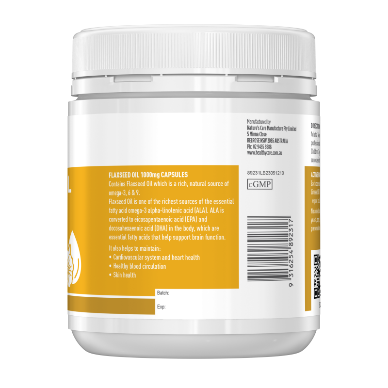 Healthy Care Super Flaxseed Oil 1000mg 200 Capsules