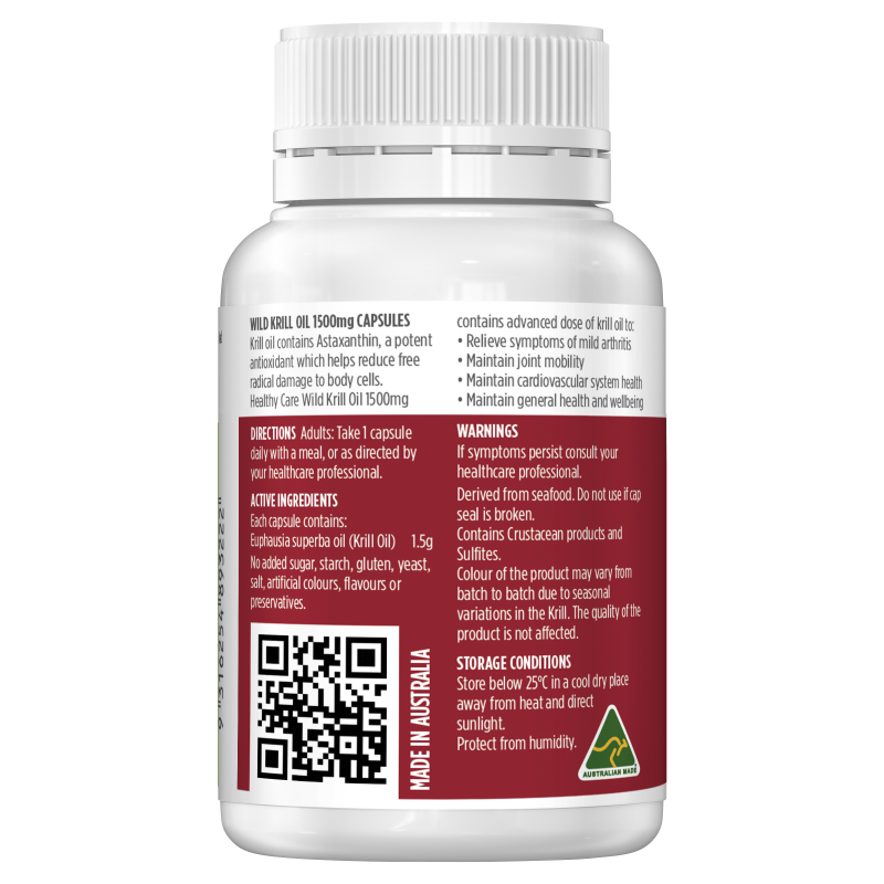 Healthy Care Wild Krill Oil 1500mg 30 Capsules