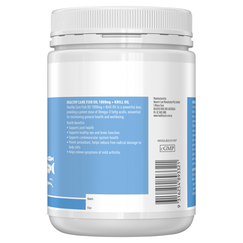 Healthy Care Fish Oil 1000mg + Krill Oil 400 Capsules