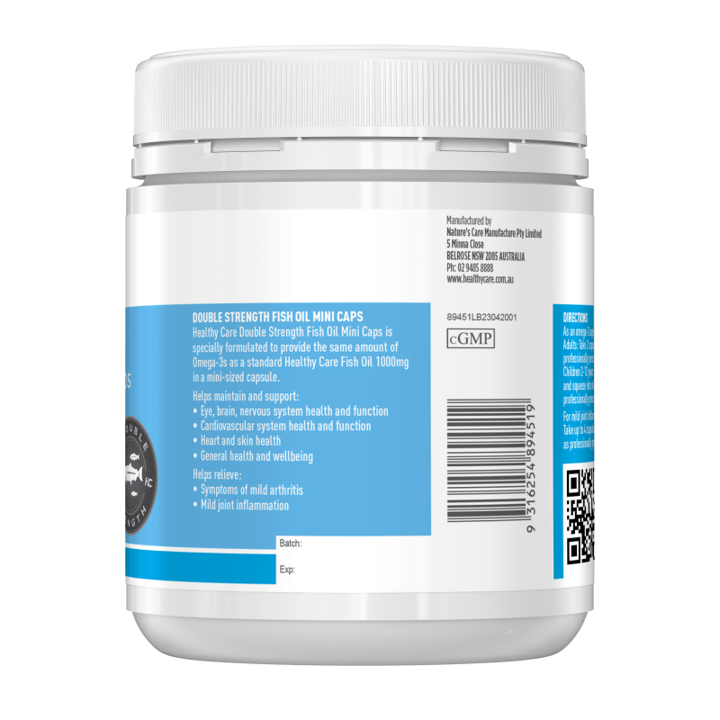 Healthy Care Double Strength Odourless Fish Oil Mini Caps 400 Capsules