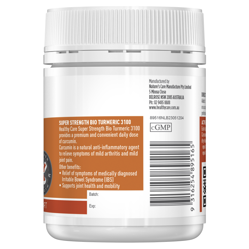 Healthy Care Super Strength Bio Turmeric 100 Capsules