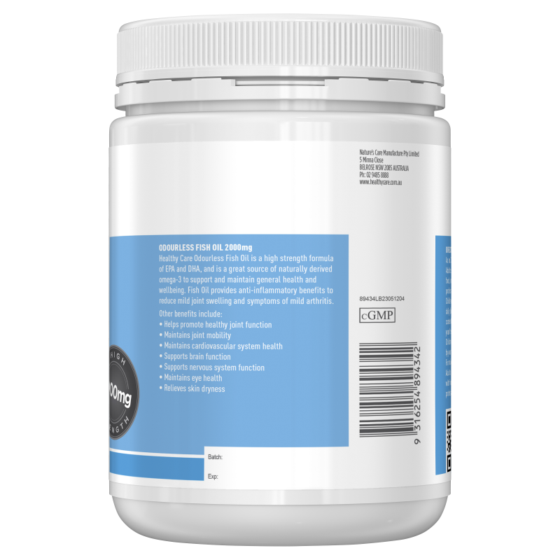 Healthy Care Odourless Fish Oil 1000mg 200 Capsules