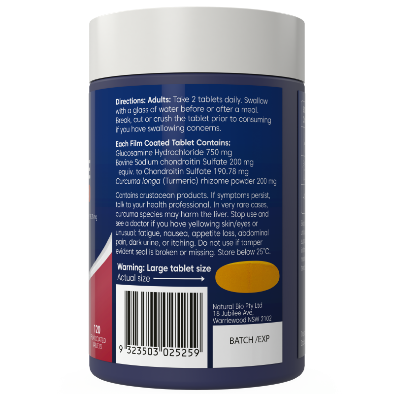 Bioglan Glucosamine, Chondroitin + Turmeric 120 Tablets