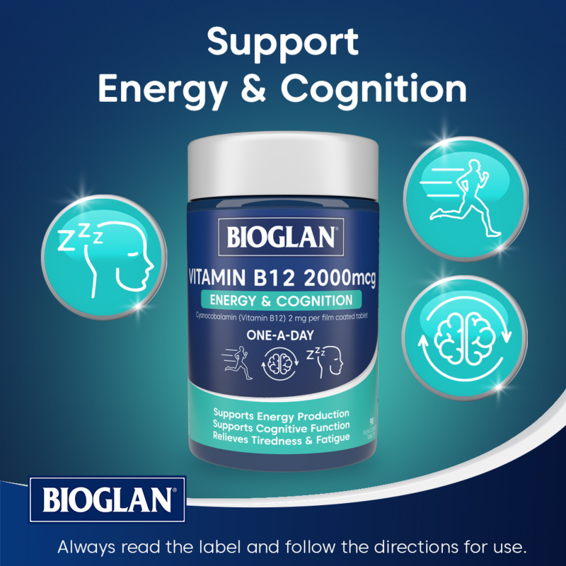 Bioglan Vitamin B12 2000mcg Energy & Cognition 90 Tablets