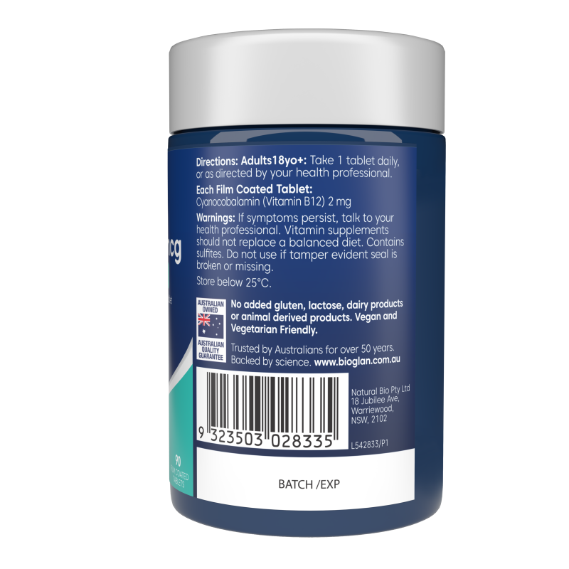 Bioglan Vitamin B12 2000mcg Energy & Cognition 90 Tablets