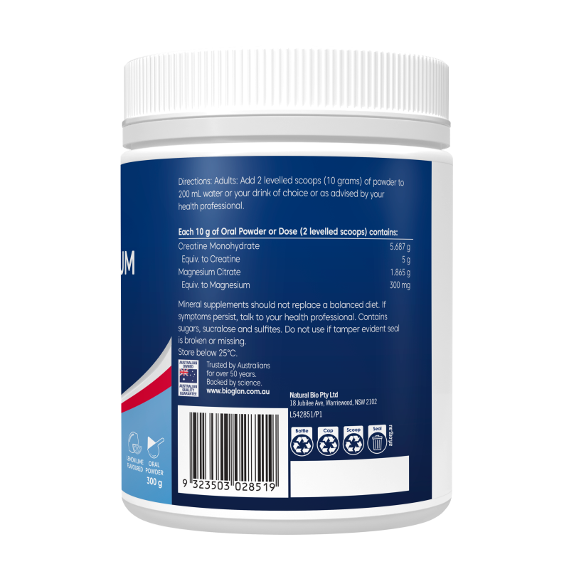 Bioglan Active Magnesium + Creatine Powder 300g