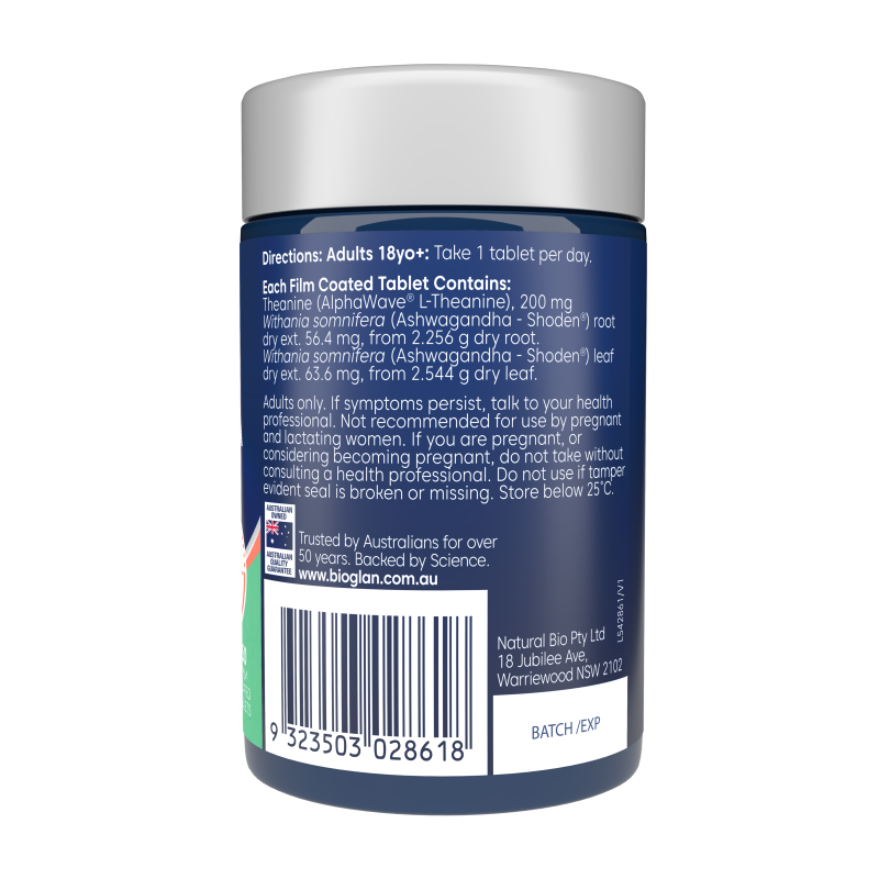 Bioglan L Theanine + Ashwagandha 50 Tablets