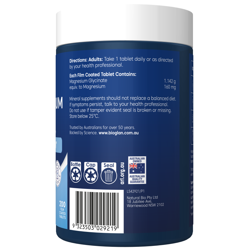 Bioglan Active Magnesium Glycinate 200 Tablets
