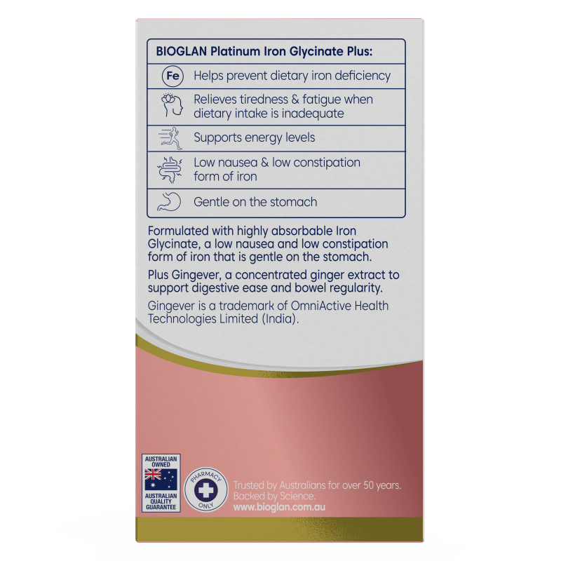 Bioglan Platinum Iron Glycinate Plus 30 Tablets