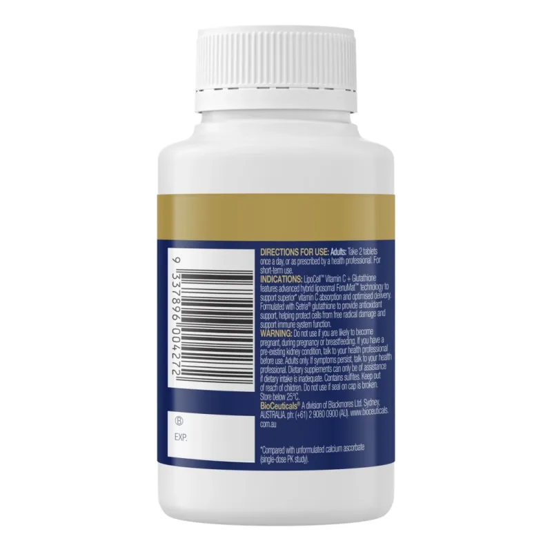 BioCeuticals LipoCell Vitamin C + Glutathione 90 Tablets