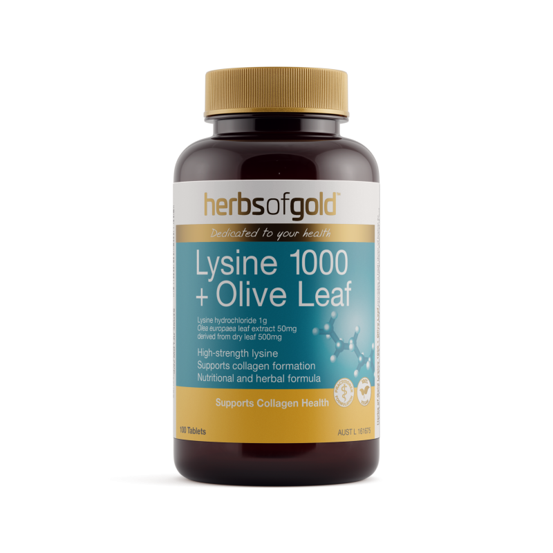Herbs of Gold Lysine 1000 Plus Olive Leaf 500mL