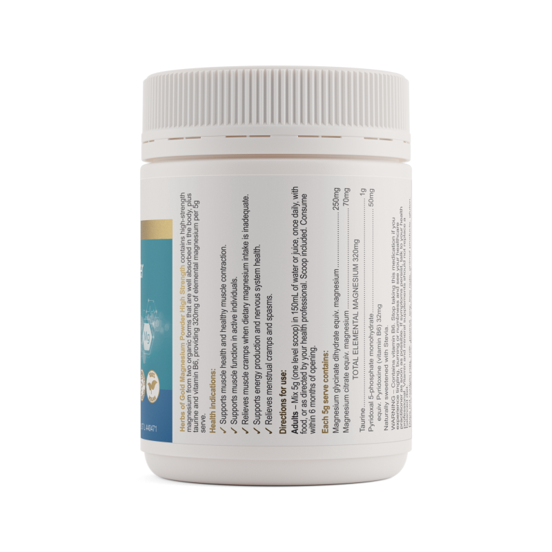 Herbs of Gold Magnesium Powder High Strength 150g