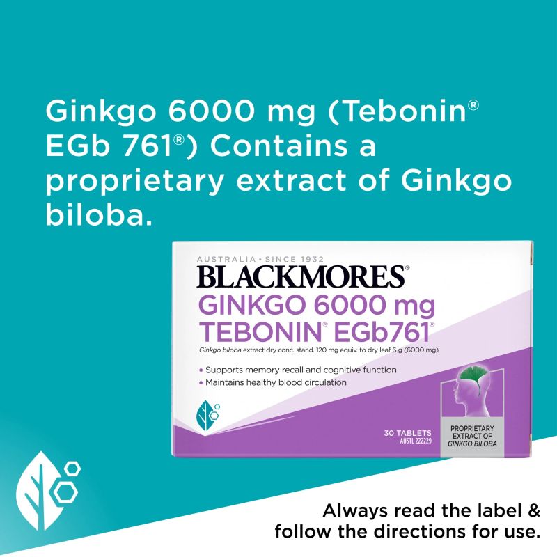 Blackmores Ginkgo 6000mg 30 Tablets