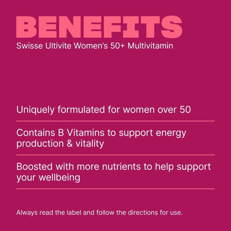 Swisse Ultivite Women's 50+ Multivitamin 60 Tablets
