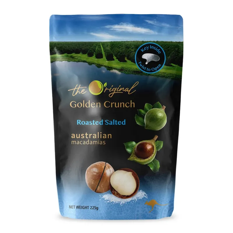 Macadamias Australia The Original Golden Crunch Macadamias Roasted Salted 225g