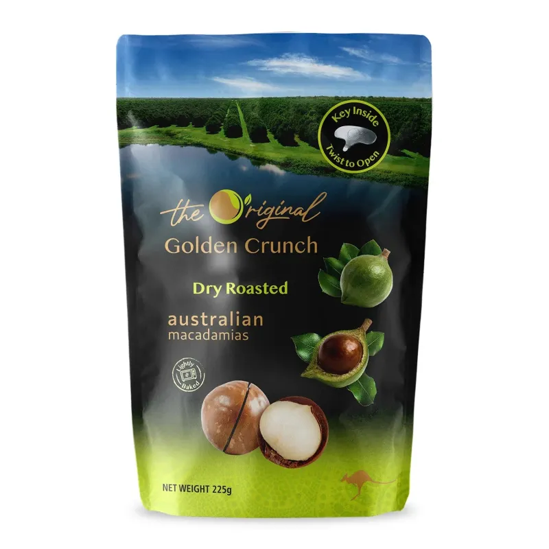 Macadamias Australia The Original Golden Crunch Macadamias Dry Roasted 225g