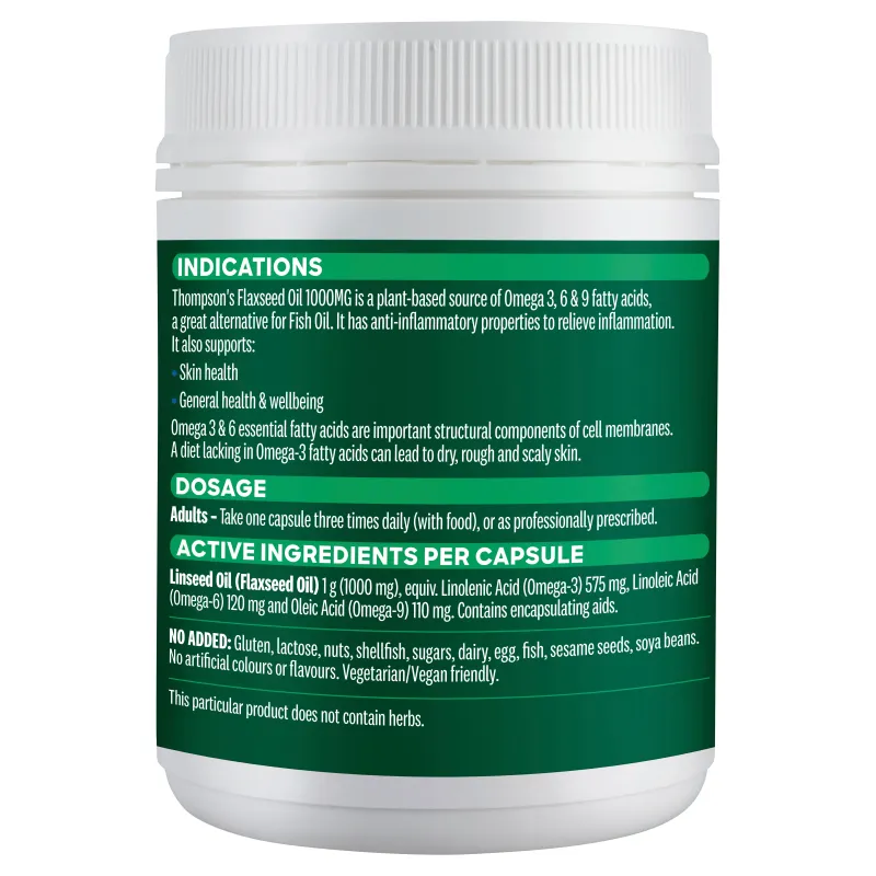 Thompson's Flaxseed Oil 1000mg 200 Capsules