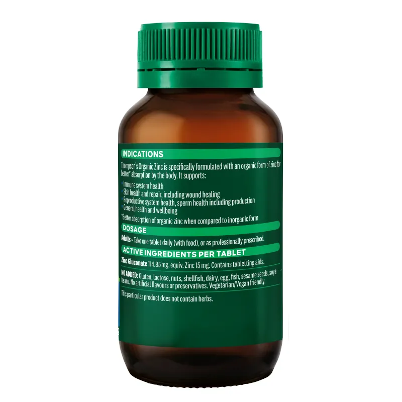 Thompson's Organic Zinc 180 Tablets