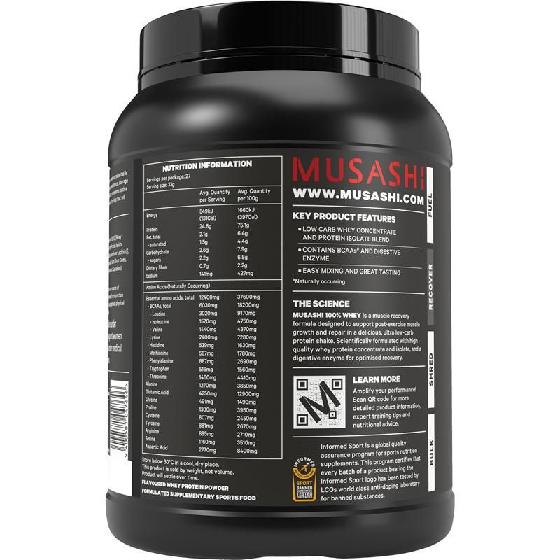 Musashi 100% Whey Chocolate Milkshake 900g