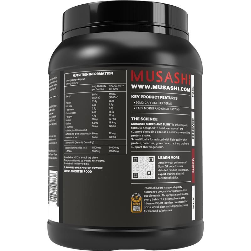 Musashi Shred & Burn Vanilla Milkshake 900g