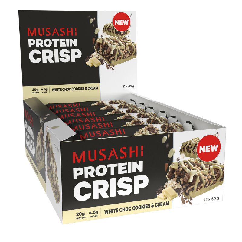 Musashi Protein Crisp White Choc Cookies & Cream 60g x 12