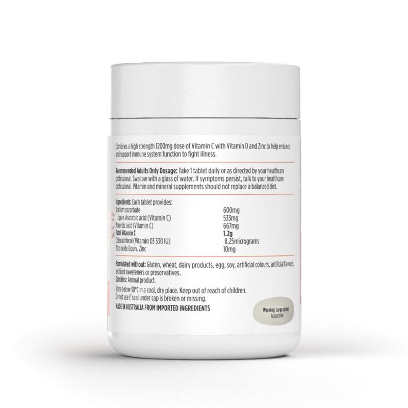 Nutra-Life High Strength Vit C + Vit D + Zinc 200 Tablets