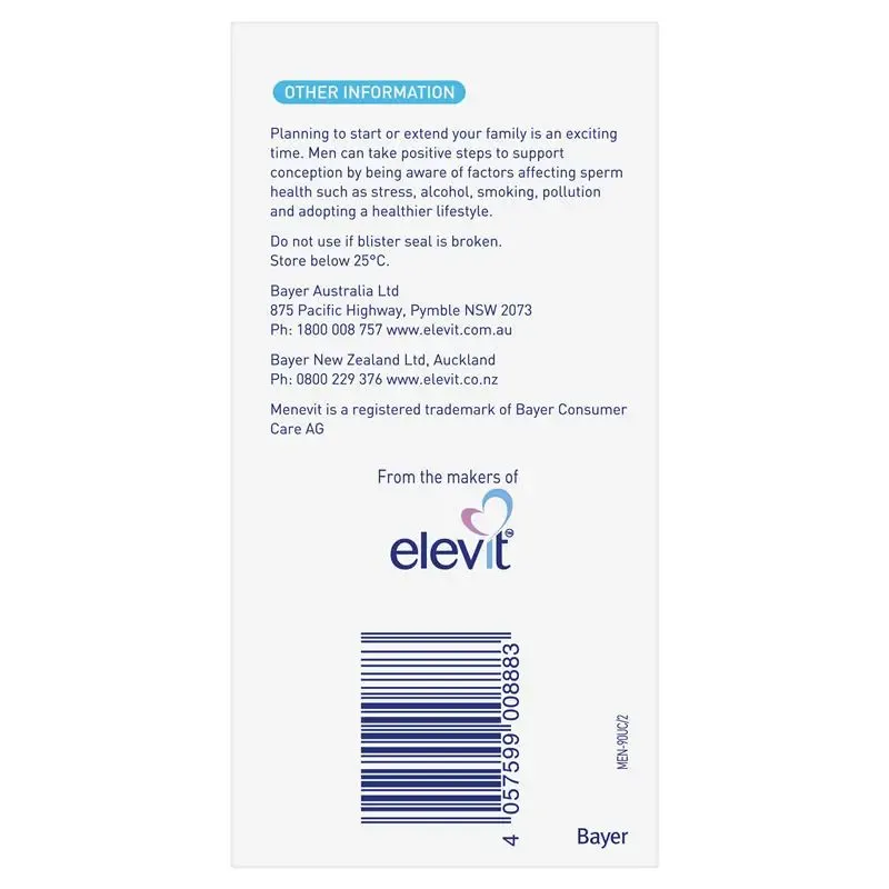 Menveit Pre-Conception Sperm Health 90 Capsules