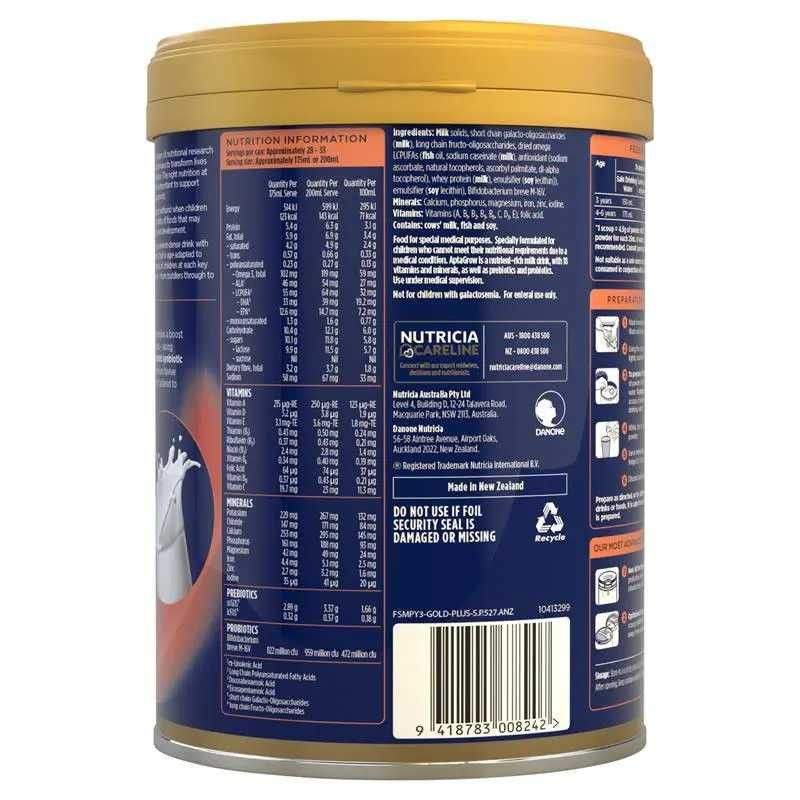 Aptamil-AptaGrow Nutrient Dense Drink For 3+ Years 900g