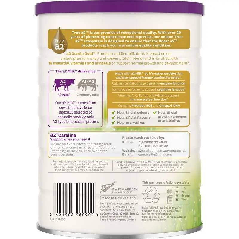 A2 Milk-Gentle Gold Premium Toddler Milk Drink Stage 3 From 1 Years To 3 Years 800g