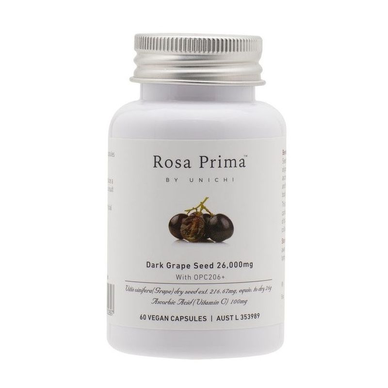 Unichi-Rosa Prima Dark Grape Seed 26,000mg 60 Capsules