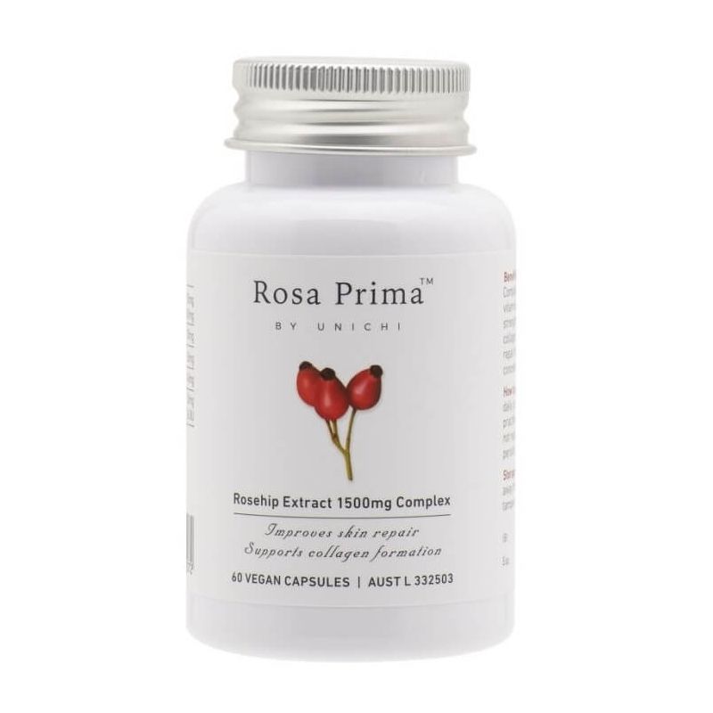 Unichi-Rosa Prima Rosehip Extract 1500mg Complex 60 Vegan Capsules
