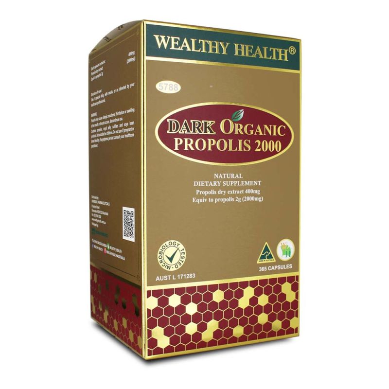 Wealthy Health-Dark Organic Propolis 2000 365 Capsules