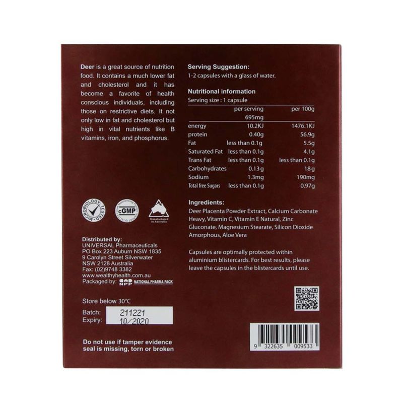 Wealthy Health-Deer Placental 50000 60 Capsules