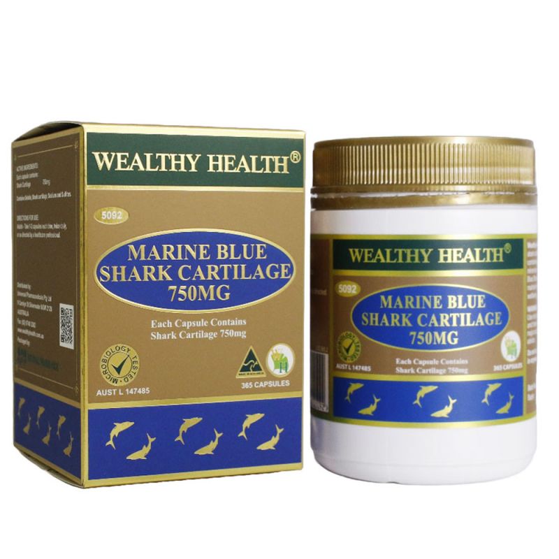 Wealthy Health-Marine Blue Shark Cartilage 750mg 365 Capsules