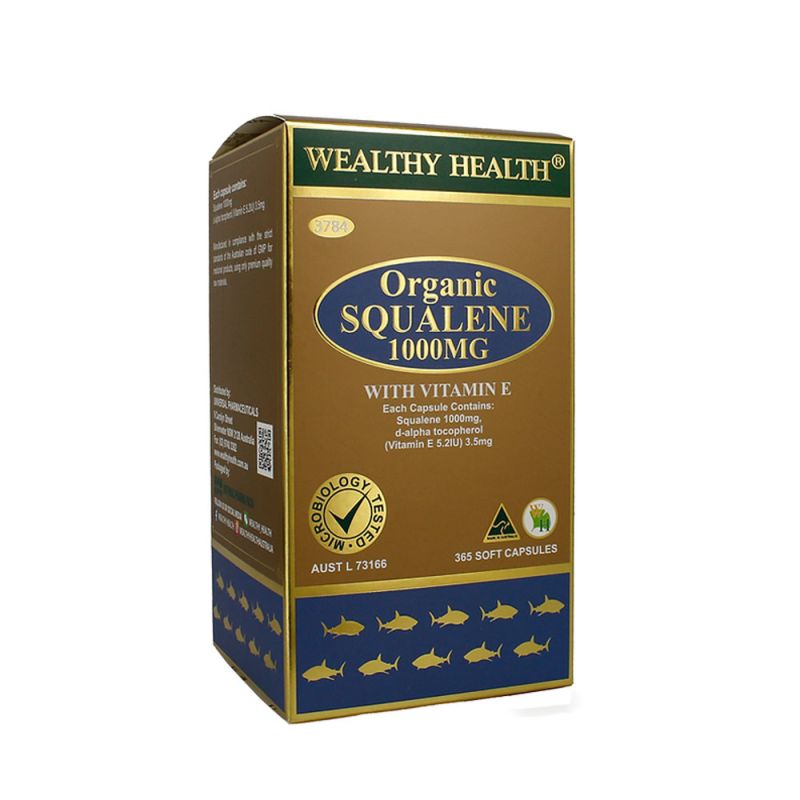 Wealthy Health-Organic Squalene 1000mg With Vitamin E 365 Capsules