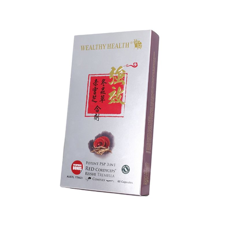 Wealthy Health-Potent PSP 3 in 1 Red Cordyceps Reishi Tremella 60 Capsules