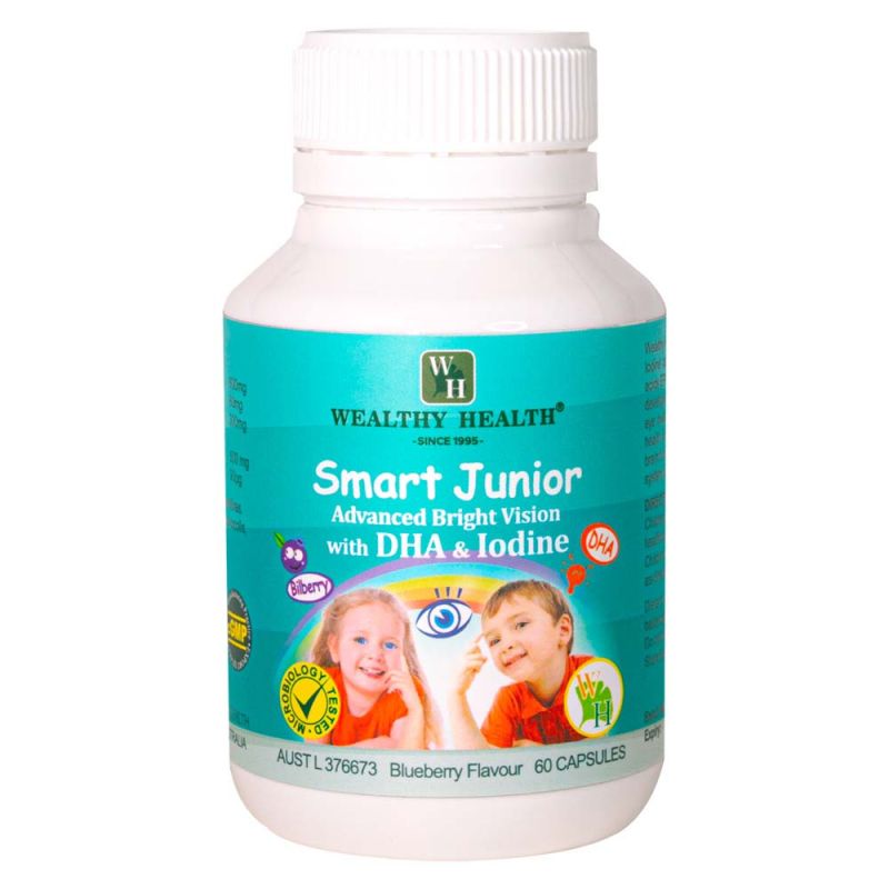 Wealthy Health-Smart Junior Advanced Bright Vision With DHA & Iodine 60 Blueberry Flavoured Capsules